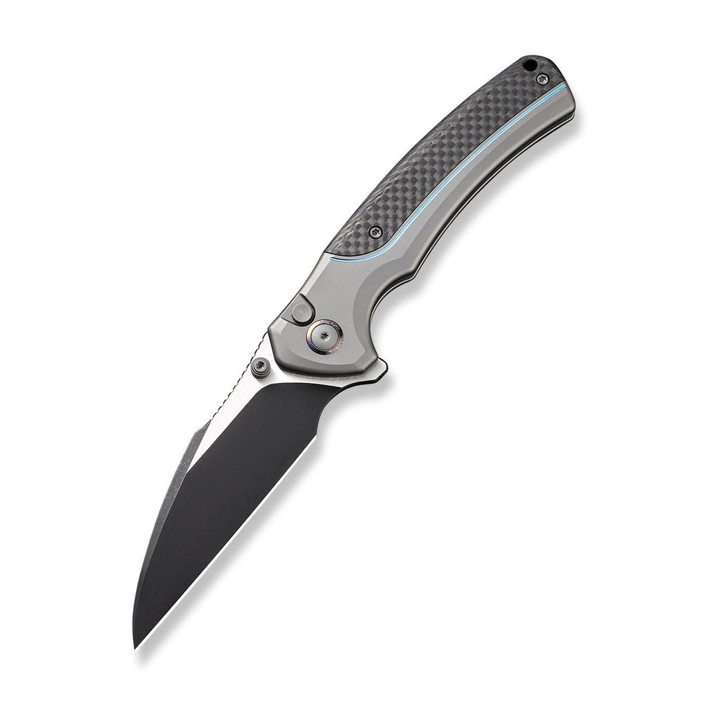 WEKNIFE Ziffius Flipper & Thumb – Lock We Handle Knife Titanium Knife Button & CPM Stud & Fiber Carbon 20CV