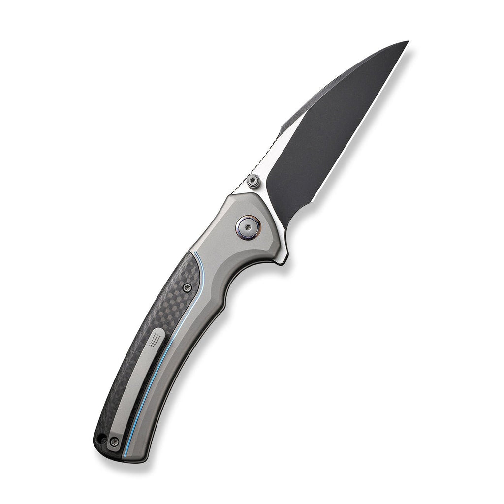 WEKNIFE Ziffius Flipper Button & CPM – 20CV Thumb & Fiber Stud Handle We Carbon Knife Knife Lock Titanium 