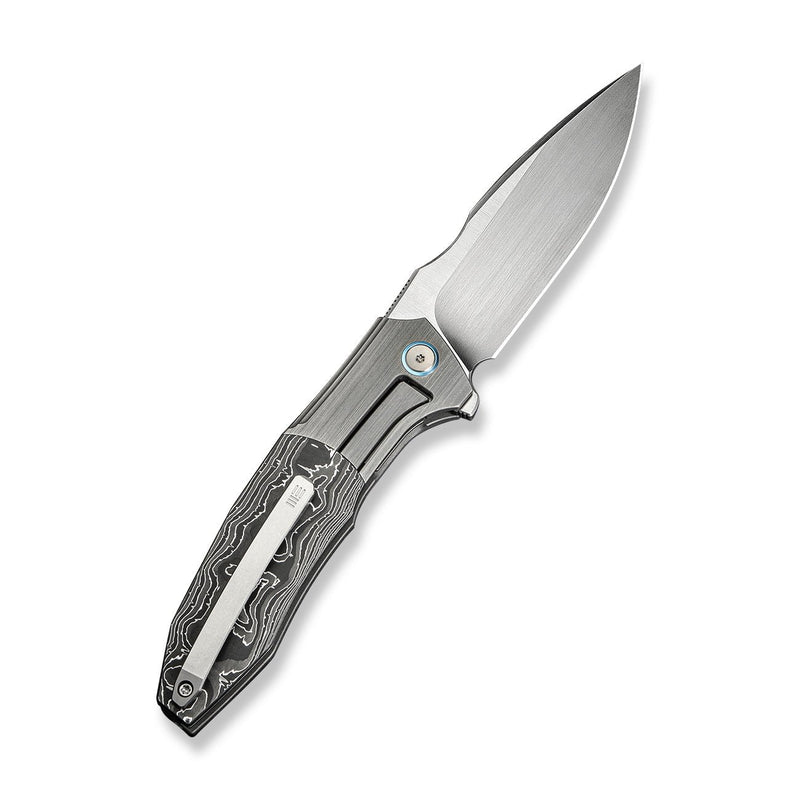 WEKNIFE Archeozoic Flipper Knife Gray Hand Rubbed Titanium Handle With Aluminum Foil Carbon Fiber Inlay (4" Hand Rubbed Satin Bohler M390 Blade) WE23091 - 2