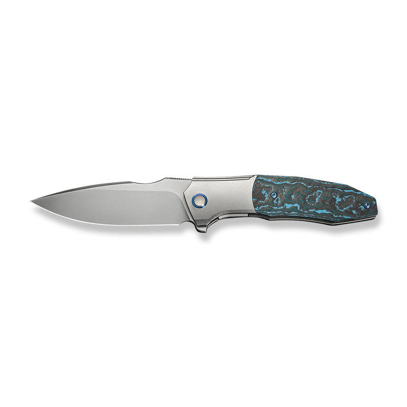 WEKNIFE Archeozoic Flipper Knife Polished Bead Blasted Titanium Handle With Arctic Storm Fat Carbon Fiber Inlay (4" Polished Bead Blasted Bohler M390 Blade) WE23091 - 4