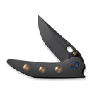 WEKNIFE Attor Thumb Stud & Thumb Hole Knife Black Titanium Integral Handle With Golden Titanium Inlay (3.55" Black Stonewashed CPM 20CV Blade) WE23037 - 1