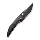 WEKNIFE Attor Thumb Stud & Thumb Hole Knife Black Titanium Integral Handle With Golden Titanium Inlay (3.55" Black Stonewashed CPM 20CV Blade) WE23037 - 1