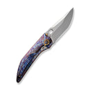 WEKNIFE Attor Thumb Stud & Thumb Hole Knife Flamed Titanium Integral Handle With Golden Titanium Inlay (3.55" Polished Bead Blasted CPM 20CV Blade) WE23037 - 2