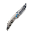 WEKNIFE Attor Thumb Stud & Thumb Hole Knife Polished Bead Blasted Titanium Integral Handle With Timascus Inlay (3.55" Heimskringla Damasteel Blade) WE23037 - DS1