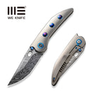 WEKNIFE Attor Thumb Stud & Thumb Hole Knife Polished Bead Blasted Titanium Integral Handle With Timascus Inlay (3.55" Heimskringla Damasteel Blade) WE23037 - DS1