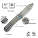 WEKNIFE Bougie Banter Thumb Stud & Crossbar Lock Knife Titanium Handle (2.91" CPM S45VN Blade) WE24009 - 2