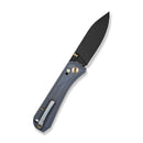 WEKNIFE Bougie Banter Thumb Stud & Crossbar Lock Knife Upscale Art Deco Styling On Blue Titanium Handle (2.91" Black Stonewashed CPM S45VN Blade) WE24009 - 1