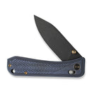 WEKNIFE Bougie Banter Thumb Stud & Crossbar Lock Knife Upscale Art Deco Styling On Blue Titanium Handle (2.91" Black Stonewashed CPM S45VN Blade) WE24009 - 1