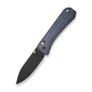 WEKNIFE Bougie Banter Thumb Stud & Crossbar Lock Knife Upscale Art Deco Styling On Blue Titanium Handle (2.91" Black Stonewashed CPM S45VN Blade) WE24009 - 1