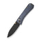 WEKNIFE Bougie Banter Thumb Stud & Crossbar Lock Knife Upscale Art Deco Styling On Blue Titanium Handle (2.91" Black Stonewashed CPM S45VN Blade) WE24009 - 1