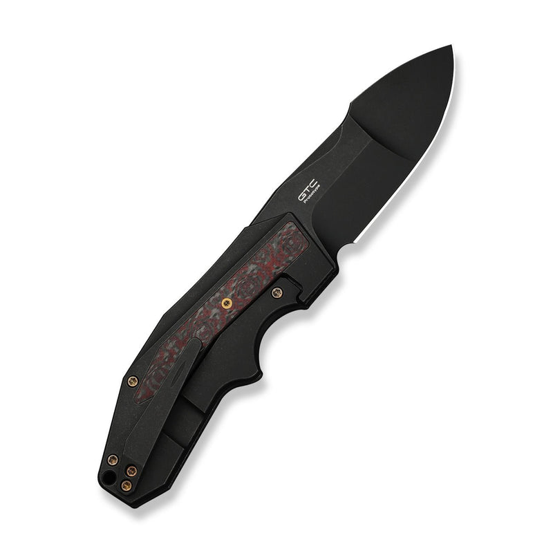 WEKNIFE Coral Flipper Knife Black Titanium Handle With Layered G10 and Rose Pattern Carbon Fiber Inlay (2.95" Black Stonewashed CPM 20CV Blade) WE24044 Sample2