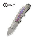 WEKNIFE Coral Flipper Knife Polished Bead Blasted Titanium Handle With Timascus Inlay (2.95" Polished Bead Blasted CPM 20CV Blade) WE24044 Sample1