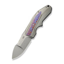 WEKNIFE Coral Flipper Knife Polished Bead Blasted Titanium Handle With Timascus Inlay (2.95" Polished Bead Blasted CPM 20CV Blade) WE24044 Sample1