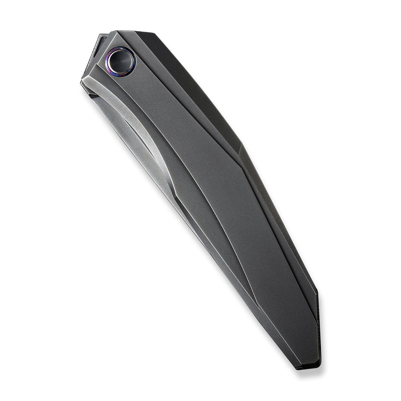 WEKNIFE Cybernetic Top Flipper Knife Polished Gray Titanium Handle (3.91" Polished Gray CPM 20CV Blade) WE22033-6