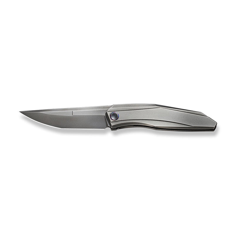 WEKNIFE Cybernetic Top Flipper Knife Polished Gray Titanium Handle (3.91" Polished Gray CPM 20CV Blade) WE22033-6