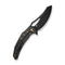 WEKNIFE Epaulette Flipper & Thumb Hole Knife Diamond Patterned Black Titanium Handle (3.45" Black Stonewashed Bohler M390 Blade) WE24024 - 1