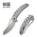 WEKNIFE Epaulette Flipper & Thumb Hole Knife Diamond Patterned Polished Bead Blasted Titanium Handle (3.45" Polished Bead Blasted Bohler M390 Blade) WE24024 - 3