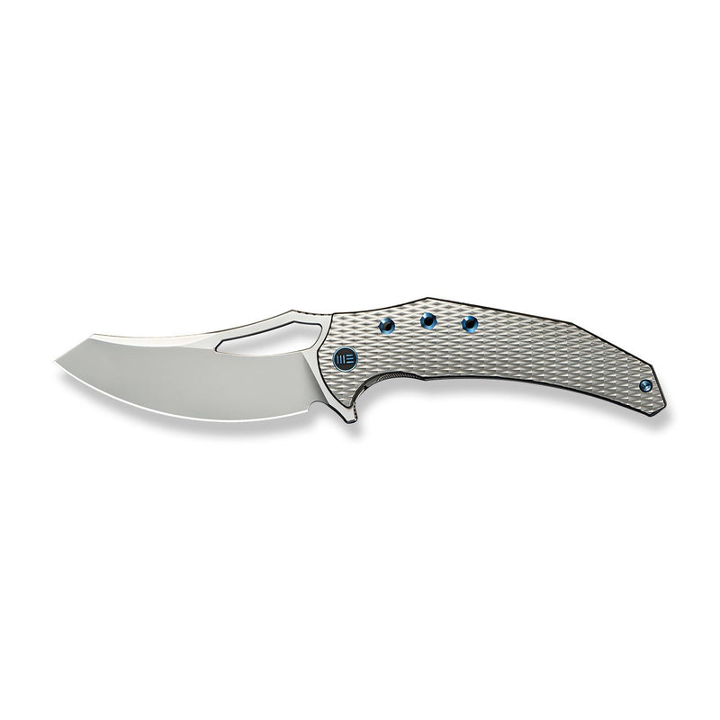 WEKNIFE Epaulette Flipper & Thumb Hole Knife Diamond Patterned Polished Bead Blasted Titanium Handle (3.45" Polished Bead Blasted Bohler M390 Blade) WE24024 - 3