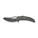 WEKNIFE Epaulette Flipper & Thumb Hole Knife Diamond Patterned Polished Gray Titanium Handle (3.45" Polished Gray Bohler M390 Blade) WE24024 - 4