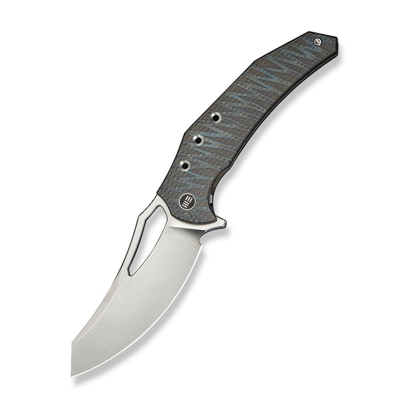 WEKNIFE Epaulette Flipper & Thumb Hole Knife Diamond & Tiger Stripe Patterned Flamed Titanium Handle (3.45" Satin Finished Bohler M390 Blade) WE24024 - 2