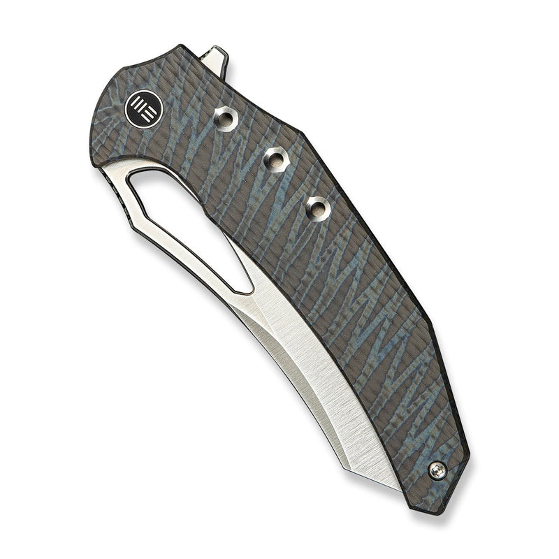 WEKNIFE Epaulette Flipper & Thumb Hole Knife Diamond & Tiger Stripe Patterned Flamed Titanium Handle (3.45" Satin Finished Bohler M390 Blade) WE24024 - 2