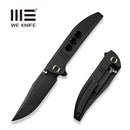 WEKNIFE Ezinta Flipper & Thumb Stud Knife Black Titanium Integral Handle With Black Holes (3.99" Black Stonewashed Bohler M390 Blade) WE22041 - 1