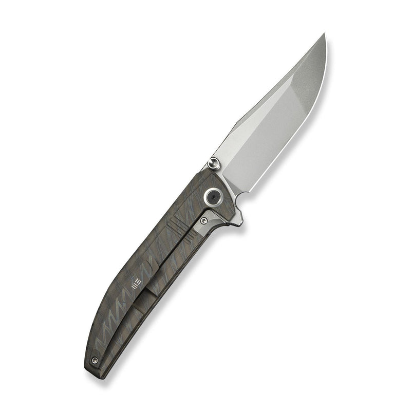 WEKNIFE Ezinta Flipper & Thumb Stud Knife Tiger Stripe Pattern Flamed Titanium Integral Handle With Satin Holes (3.99" Polished Bead Blasted Bohler M390 Blade) WE22041 - 4