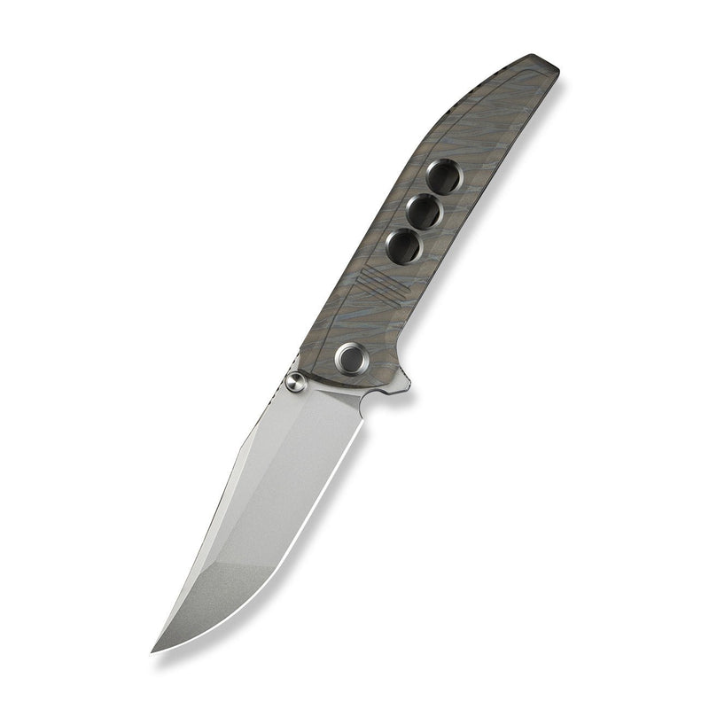 WEKNIFE Ezinta Flipper & Thumb Stud Knife Tiger Stripe Pattern Flamed Titanium Integral Handle With Satin Holes (3.99" Polished Bead Blasted Bohler M390 Blade) WE22041 - 4