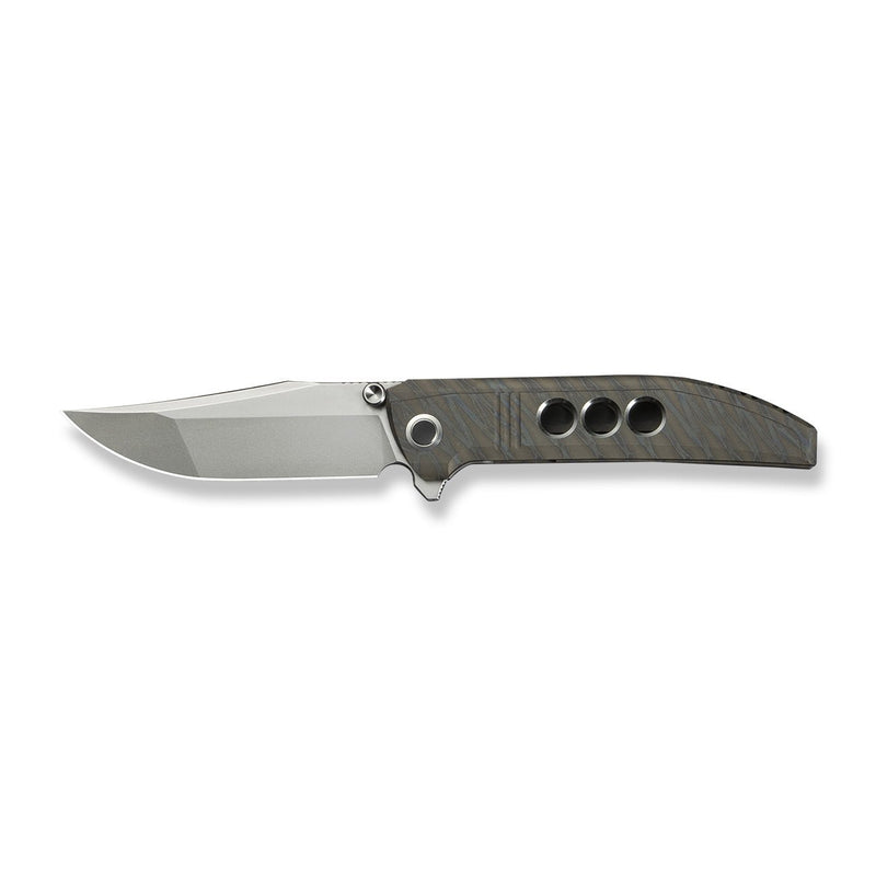 WEKNIFE Ezinta Flipper & Thumb Stud Knife Tiger Stripe Pattern Flamed Titanium Integral Handle With Satin Holes (3.99" Polished Bead Blasted Bohler M390 Blade) WE22041 - 4