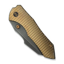 WEKNIFE High - Fin XL Thumb Stud Knife Diamond Patterned Golden Polished Titanium Handle (3.48" Polished Gray CPM 20CV Blade) WE24010 - 3