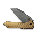 WEKNIFE High - Fin XL Thumb Stud Knife Diamond Patterned Golden Polished Titanium Handle (3.48" Polished Gray CPM 20CV Blade) WE24010 - 3