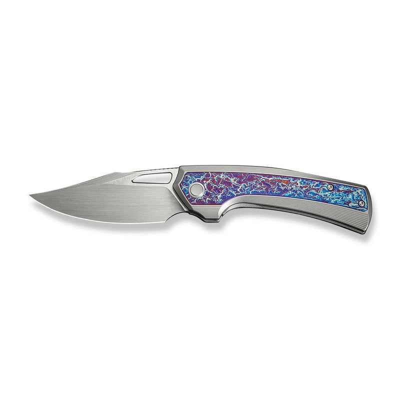 WEKNIFE Nefaris Flipper Knife Polished Bead Blasted Titanium Handle With Flamed Titanium Inlay (3.48" Hand Rubbed Satin CPM 20CV Blade) WE22040FA - 1