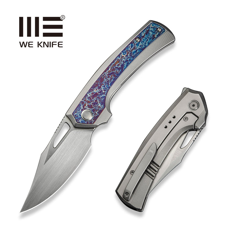 WEKNIFE Nefaris Flipper Knife Polished Bead Blasted Titanium Handle With Flamed Titanium Inlay (3.48" Hand Rubbed Satin CPM 20CV Blade) WE22040FA - 1