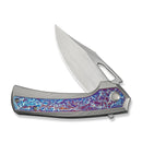 WEKNIFE Nefaris Flipper Knife Polished Bead Blasted Titanium Handle With Flamed Titanium Inlay (3.48" Hand Rubbed Satin CPM 20CV Blade) WE22040FA - 1