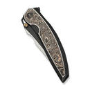 WEKNIFE Quinseris Flipper & Thumb Stud Knife Black Titanium Handle With Copper Foil Carbon Fiber Inlay (3.96" Hand Polished Satin Bohler M390 Blade, Black Stonewashed Flat) WE23093 - 1