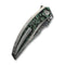 WEKNIFE Quinseris Flipper & Thumb Stud Knife Crystalized Silver Titanium Handle With Jungle Wear Fat Carbon Fiber Inlay (3.96" Fafnir Damasteel Blade) WE23093 - DS1