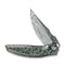 WEKNIFE Quinseris Flipper & Thumb Stud Knife Crystalized Silver Titanium Handle With Jungle Wear Fat Carbon Fiber Inlay (3.96" Fafnir Damasteel Blade) WE23093 - DS1