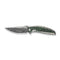 WEKNIFE Quinseris Flipper & Thumb Stud Knife Crystalized Silver Titanium Handle With Jungle Wear Fat Carbon Fiber Inlay (3.96" Fafnir Damasteel Blade) WE23093 - DS1