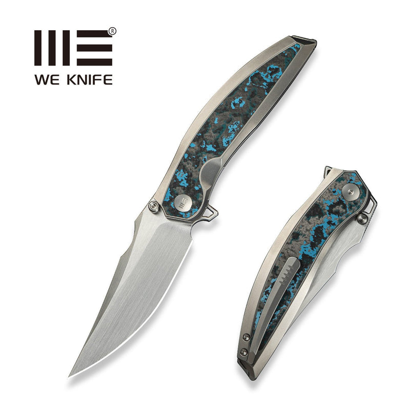 WEKNIFE Quinseris Flipper & Thumb Stud Knife Polished Bead Blasted Titanium Handle With Arctic Storm Fat Carbon Fiber Inlay (3.96" Hand Rubbed Satin Bohler M390 Blade) WE23093 - 4