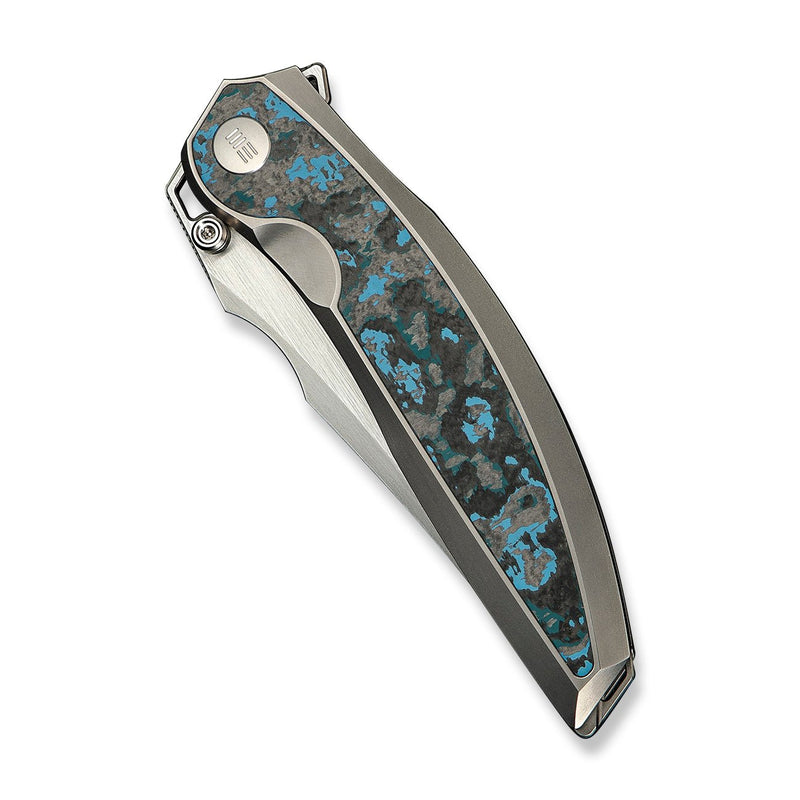 WEKNIFE Quinseris Flipper & Thumb Stud Knife Polished Bead Blasted Titanium Handle With Arctic Storm Fat Carbon Fiber Inlay (3.96" Hand Rubbed Satin Bohler M390 Blade) WE23093 - 4