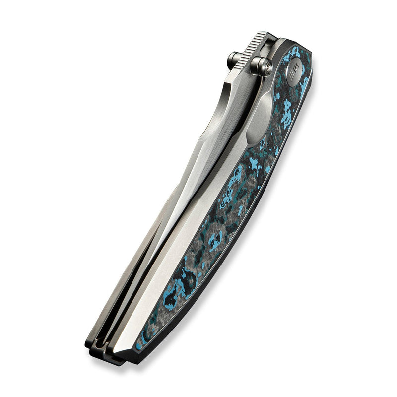 WEKNIFE Quinseris Flipper & Thumb Stud Knife Polished Bead Blasted Titanium Handle With Arctic Storm Fat Carbon Fiber Inlay (3.96" Hand Rubbed Satin Bohler M390 Blade) WE23093 - 4