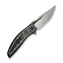 WEKNIFE Quinseris Thumb Stud & Flipper Knife Black Titanium Handle With Black & White Aluminum Foil Carbon Fiber Inlay (3.96" Satin Finished, Black Stonewashed Flat Bohler M390 Blade) WE23093 Sample1