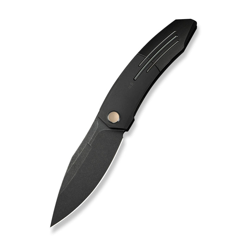 WEKNIFE Sine Wave Flipper Knife Black Titanium Handle (3.98" Black Stonewashed Bohler M390 Blade) WE23069B - 1