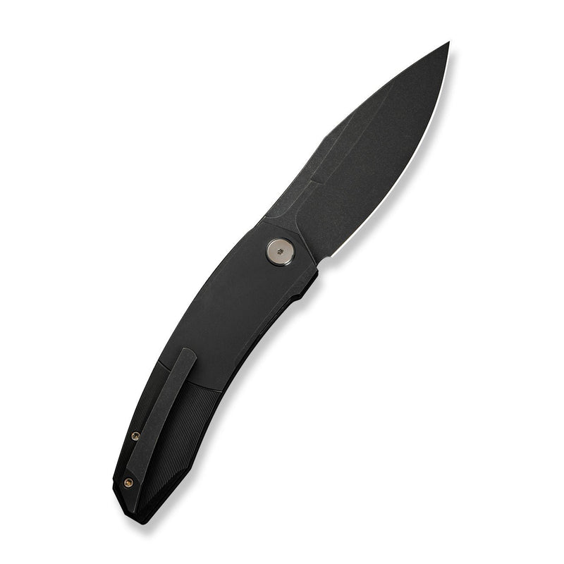 WEKNIFE Sine Wave Flipper Knife Black Titanium Handle (3.98" Black Stonewashed Bohler M390 Blade) WE23069B - 1