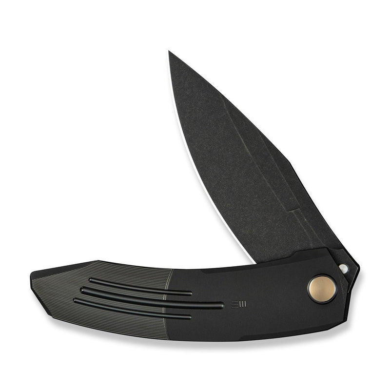 WEKNIFE Sine Wave Flipper Knife Black Titanium Handle (3.98" Black Stonewashed Bohler M390 Blade) WE23069B - 1