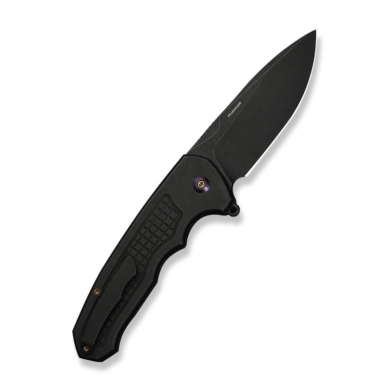 WEKNIFE Starlash Flipper Knife Black Titanium Handle (3.97" Black Stonewashed Bohler CPM 20CV Blade) WE23011C Sample1