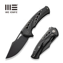 WEKNIFE Swiftfin Flipper & Thumb Hole Knife Black Titanium Handle With Satin Holes (3.8" Black Stonewashed CPM 20CV Blade) WE23051 - 1