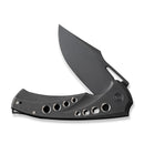 WEKNIFE Swiftfin Flipper & Thumb Hole Knife Black Titanium Handle With Satin Holes (3.8" Black Stonewashed CPM 20CV Blade) WE23051 - 1