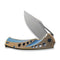 WEKNIFE Swiftfin Flipper & Thumb Hole Knife Golden / Blue Titanium Handle With Blue Holes (3.8" Hand Rubbed Satin CPM 20CV Blade) WE23051 - 4