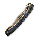 WEKNIFE Swiftfin Flipper & Thumb Hole Knife Golden / Blue Titanium Handle With Blue Holes (3.8" Hand Rubbed Satin CPM 20CV Blade) WE23051 - 4